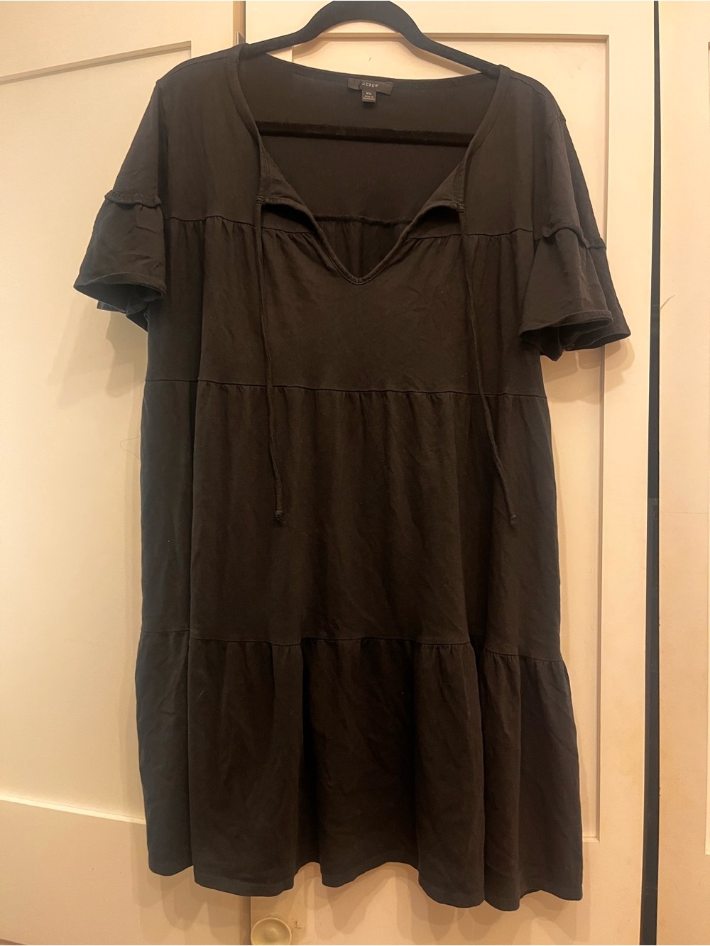 Casual Black Tiered J. Crew Short-Sleeve Dress